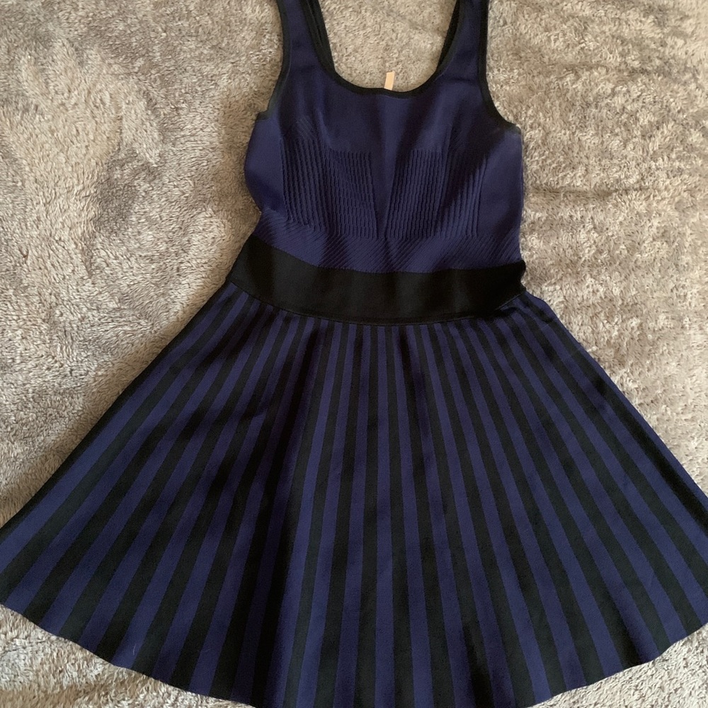 Navy blue and black flare dress